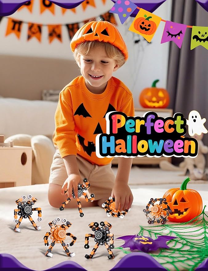 Halloween Decor Toy Gifts for Kids Transformable Fidget Spinners for Adults Stress Relief Sensory Toys for Boys and Girls Fidget Toys Black Orange Halloween Party Decorations