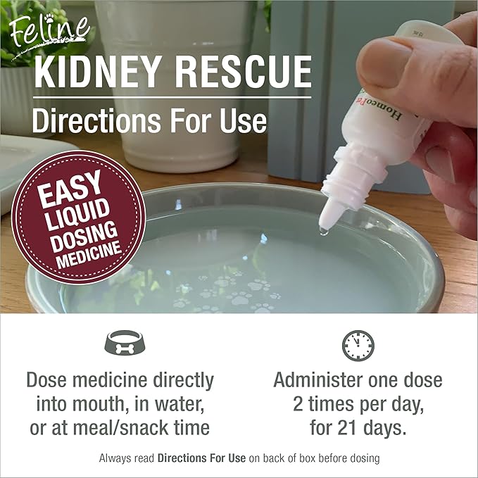HomeoPet Feline Kidney Rescue, Safe and Natural Renal Supplement for Cats and Kittens, 15 Milliliters