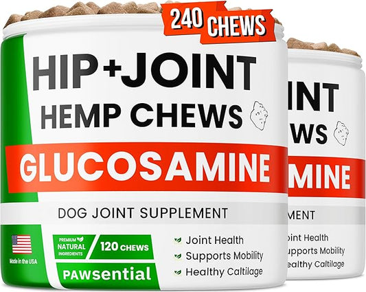 Advanced Hemp Hip & Joint Supplement for Dogs - Glucosamine for Dogs - Dog Joint Pain Relief Treats - Chondroitin Turmeric MSM Hemp Oil - Hemp Treats for Joint Health - Senior Mobility Support Chew