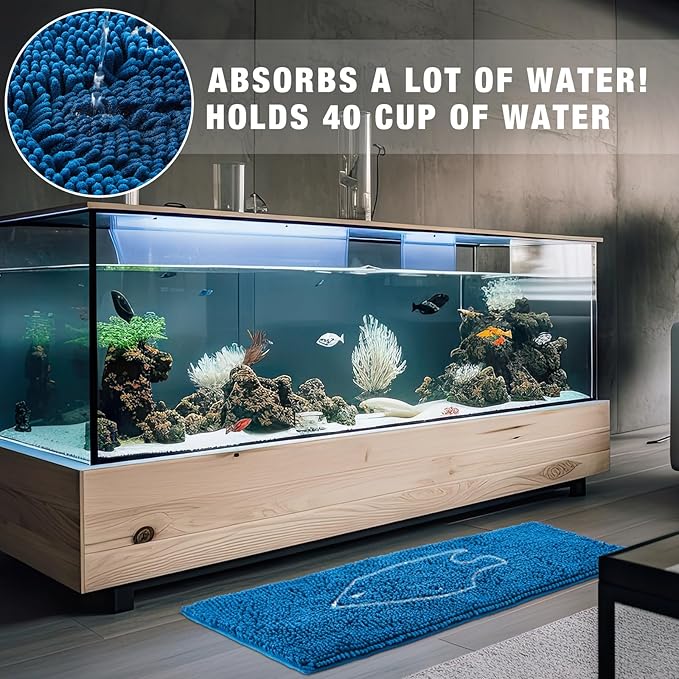 Large Aquarium Sponge Mats 20 x 36 Inch Fish Cleaning Mat Chenille Absorbent Sponge Pad for Aquariums Floor Decorative Gift Fish Hobbyists Maintenance Keep Clean