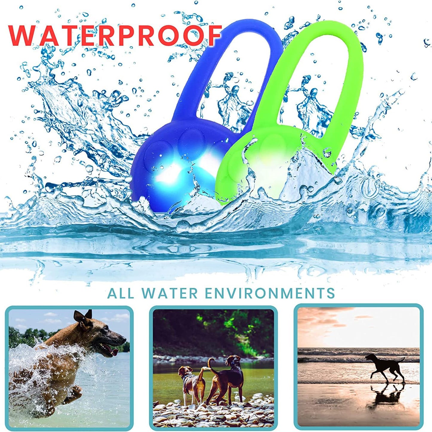 Avando Dog Collar Light, Dog Lights for Might Walking Waterproof Silicon LED Dog Collar Safety Night Walking Lights for Dog and Cat - Batteries Included (3 pcs)