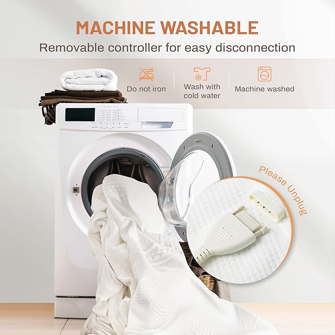 Heated Mattress Pad Twin Size-Single Controller Electric Mattress Pad with Deep Pocket,6 Heat Settings & 2-10 Auto Shut Off Electric Bed Warmer,ETL Certified,Machine Washable,(White)