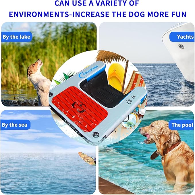 Inflatable Dock, Load-Bearing 200 pounds, Dog pet ramp, Suitable for Swimming Pools, Boat Docks, Lakes, Beach use Water Sports Platform.