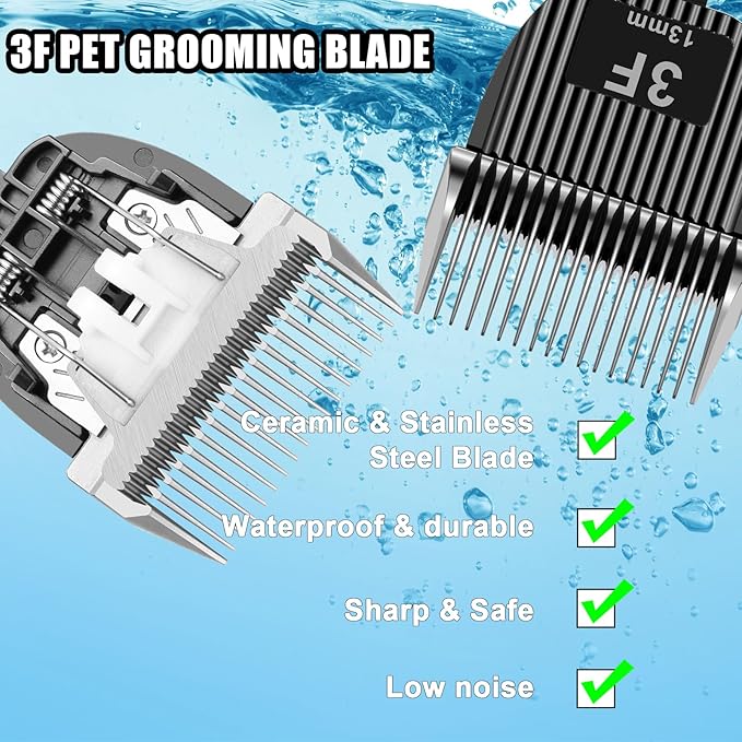 2 Pack Dog Grooming Replacement Blades Compatible with ONEISALL Dog Low Noise Dog Clipper & Dog Hair Vacuum Clipper,Made of Stainless Steel Pet Clipper Blade (Size 3F 1/2"(13mm))