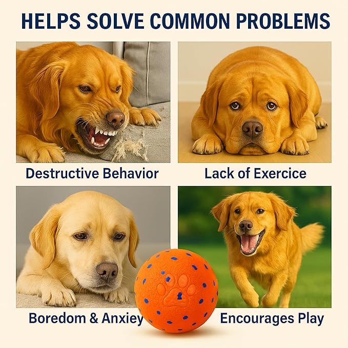 2025 Upgraded Version of Smart Interactive Dog Toy, Made of Safer and Stronger E-TPU Material, with Built-in Anti-mistouch Switch, Suitable for All Dogs to Keep Them Busy (Orange, Large)