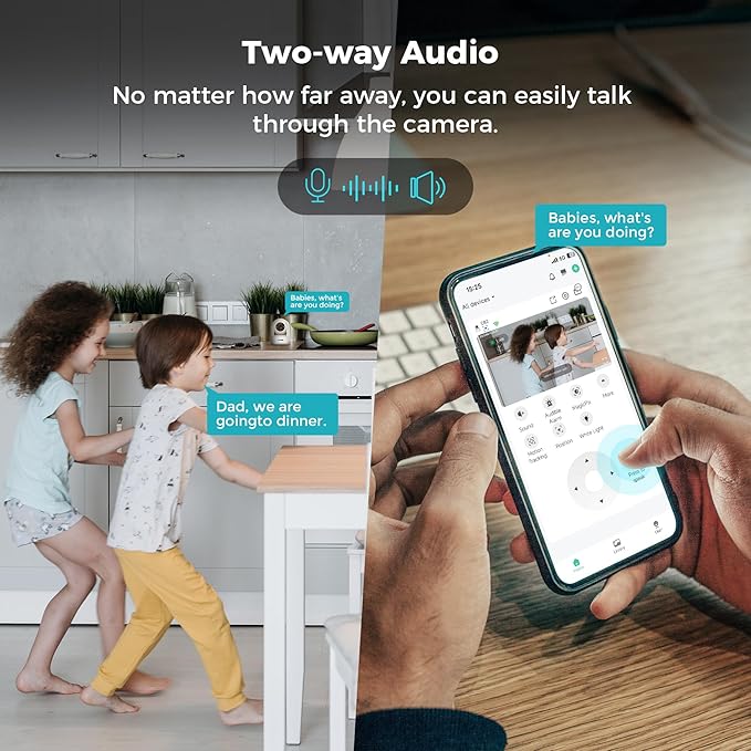 Sovmiku CB2 2k AI Tracking Security Camera for Home,Pet Camera Indoor, Baby Monitor,360° View Pan/Tilt Cam,Two Way Audio,Night Vision,Easy to Setup,Audible Alarm,2.4GHz Wi-Fi, 180 Days Exchange Policy