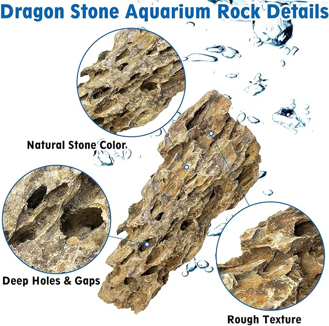 Hamiledyi 5 PCS Natural Aquarium Rocks 2" to 9" Dragon Stone Aquarium Decor Rocks Aquascape Rocks Landscaping Model for Fish Tank Terrariums Vivariums