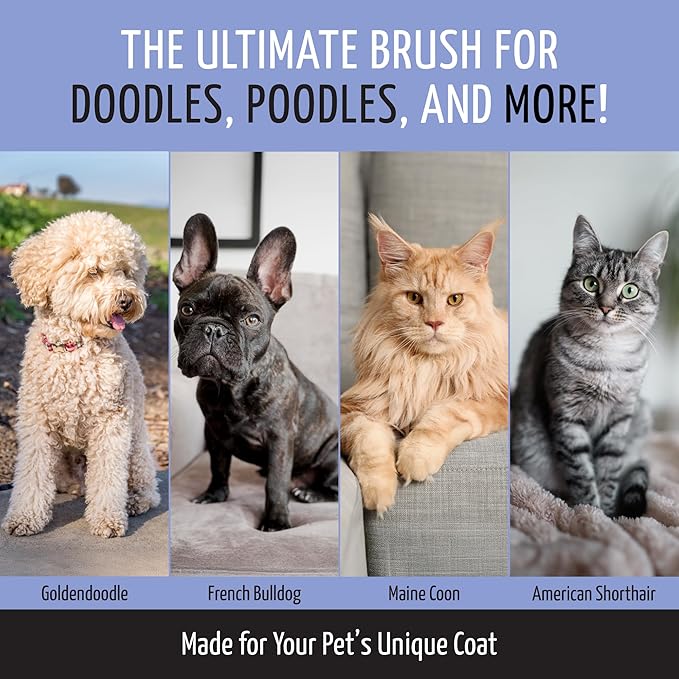 Tauro Pro Line Plastic Long & Short Hair Slicker Dog Brush for Deshedding & Detangling - Purple Slicker Brush for Dog & Cat Grooming - 0.79″ Pins, Flexible Cushion & Non-Slip Grip