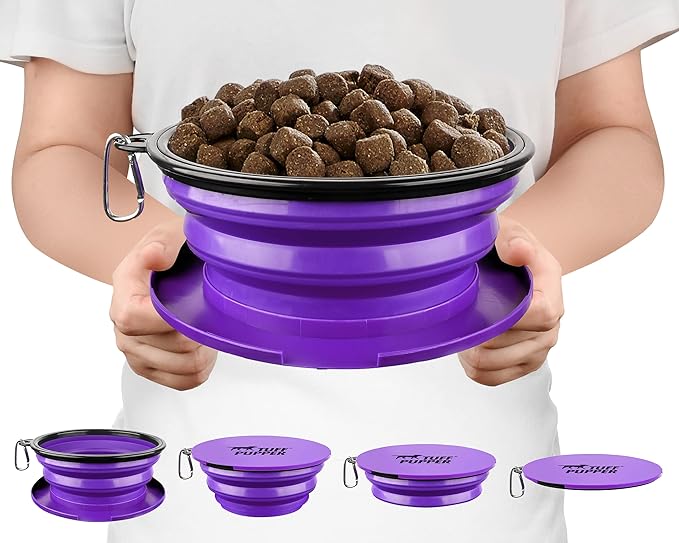 Tuff Pupper SuperBigSlurp Collapsible Dog Bowls, Extra Large Capacity, Portable, Food Safe, Odorless, Non-Toxic Silicone
