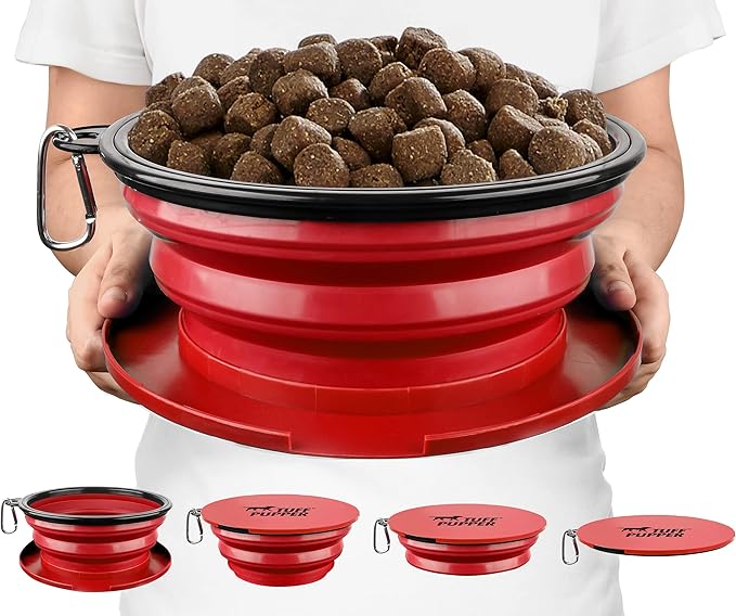 Tuff Pupper SuperBigSlurp Collapsible Dog Bowls, Extra Large Capacity, Portable, Food Safe, Odorless, Non-Toxic Silicone