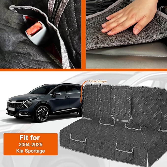 Dog Car Seat Cover Compatible with Kia Sportage 2004-2025, Waterproof Pet Bench Seat Cover for Back Seat, 600D Heavy Duty Scratch Proof Nonslip Truck Seat Covers for Dogs