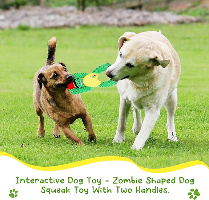 Squeaky Dog Chew Toys for Aggressive Chewers: Plush Tug of War Dog Toy for Large Medium Small Breed,Interactive Stuffed Toys, Durable Puppy Teething Chew Toys - Zombie