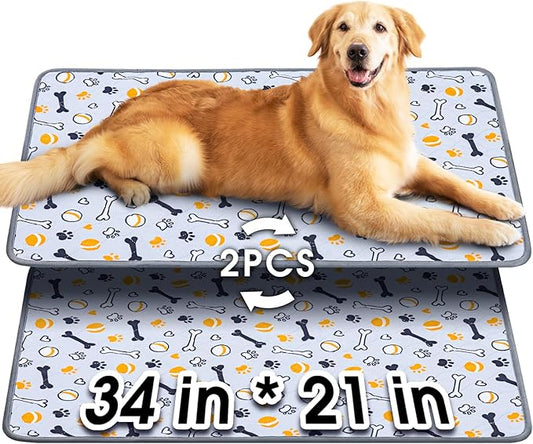 Hompet Washable Pee Pads for Dogs, 34"x21", 2-Pack Thick Heavy Absorbency Reusable Pee Pads Prevent Leakage Non-Slip, Pet Training Pads for Puppy Playpen, Crate, Potty, Floor, Bed, Sofa
