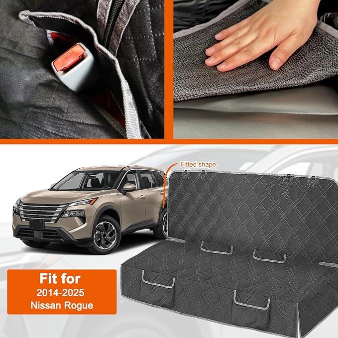 Dog Car Seat Cover Compatible with Nissan Rogue 2014-2025, Waterproof Pet Bench Seat Cover for Back Seat, 600D Heavy Duty Scratch Proof Nonslip Truck Seat Covers for Dogs