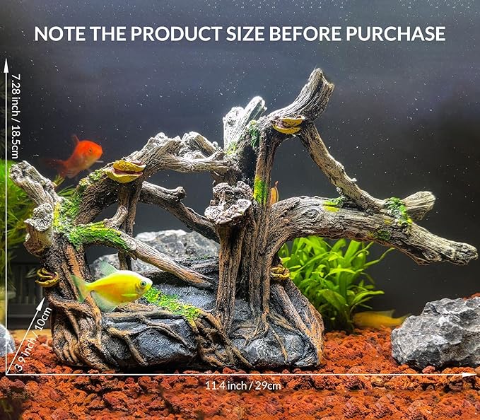 Fish Tank Decorations Aquarium Décor Resin Artificial Tree Trunk Root (A)