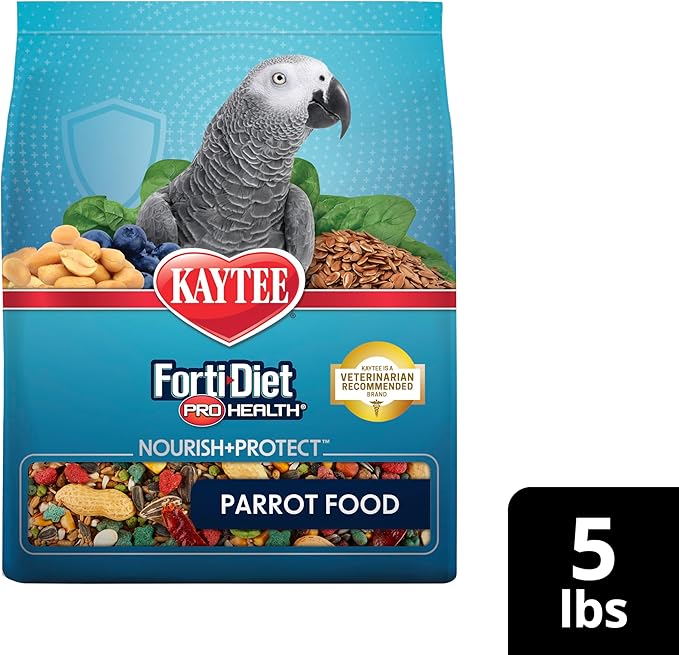 Kaytee Forti-Diet Pro Health Nourish+Protect Parrot Food, Comprehensive Nutrition Backed by Science, Digestive Health, Immune Support, 5 pounds