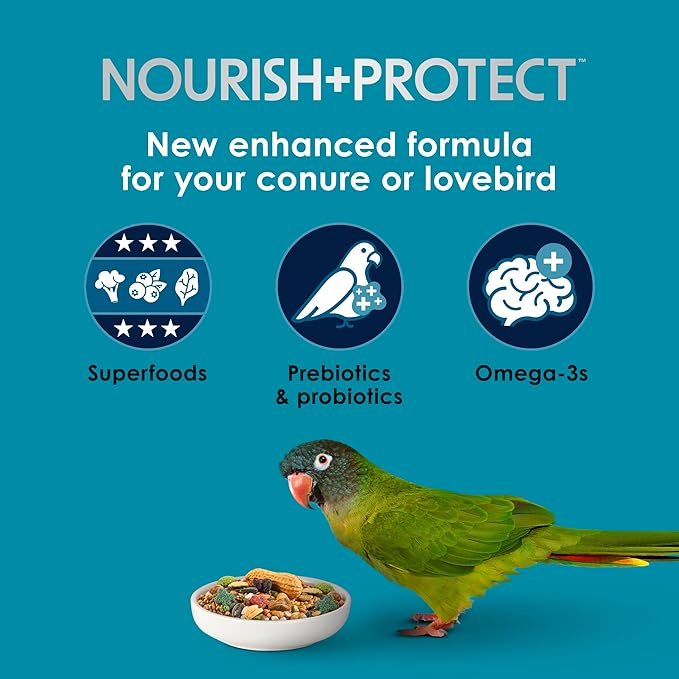 Kaytee Forti-Diet Pro Health Nourish+Protect Conure & Lovebird Food, Comprehensive Nutrition Backed by Science, Digestive Health, Immune Support, 4 pounds