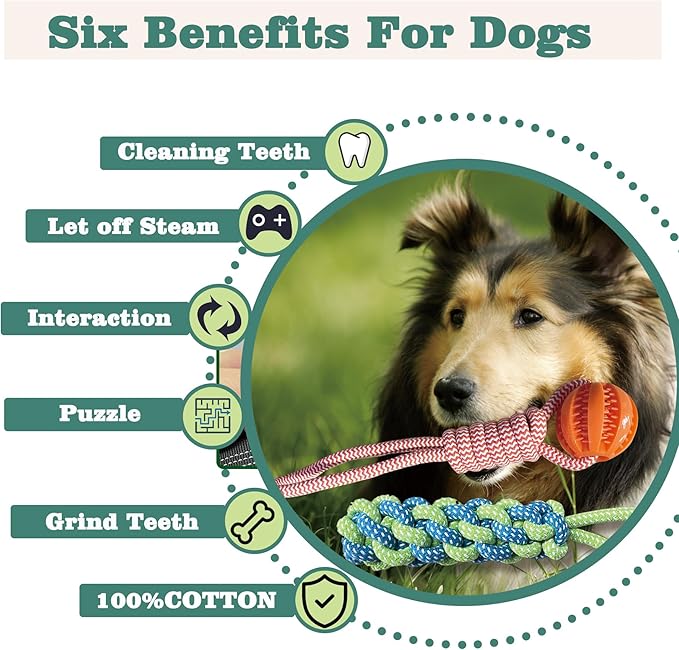 GTIIAS Interactive Dog Toys Tug of War Dog Toy for Small/Medium/Large Dogs,Teething Rope for Teeth Cleaning,Puzzle Ball for Chewing,Dog Bungee Tug Toy Kit, blue