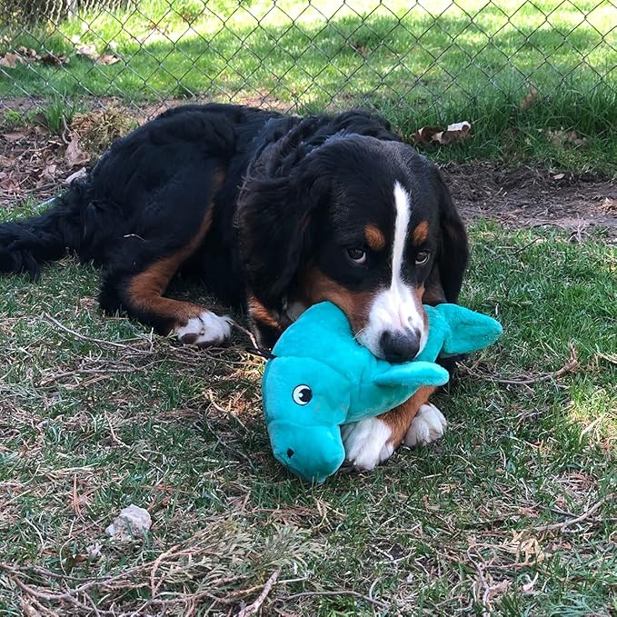 SmartPetLove Snuggle Puppy Tender-Tuffs - Large Marine Stuffed Manatee Plush Toy for Big Dogs - Puncture Resistant Squeaker