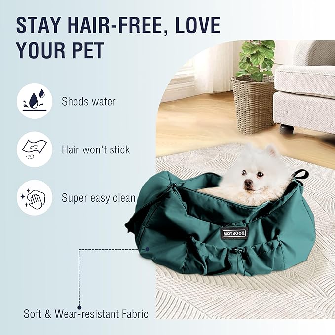 Dog Carrier Sling - Extra Wide Padded Shoulder Straps, Adjustable Hands-Free Small Dog Camier, Ergonomic Design for Travel and Daily Walks, for Small Dogs and Cats 12 lbs, (Peacock Blue)