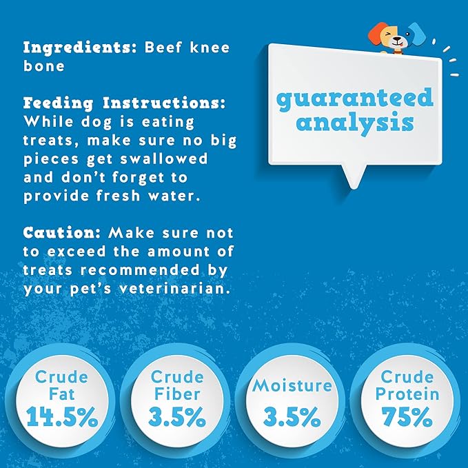 Jack&Pup Beef Bones, Knee Cap for Dogs, Long Lasting Natural Dog Bones, Beef Bone Knee Caps for Large Dogs. (2 Pack)