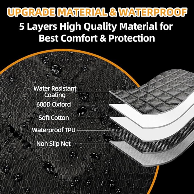 Dog Car Seat Cover for Back Seat, Dog Seat Covers Pet Rear Seat Cover, Waterproof Car Bench Seat Protector, Interior Backseat Covers Mat for Cars, SUVs and Vans (Black, 52"x48")