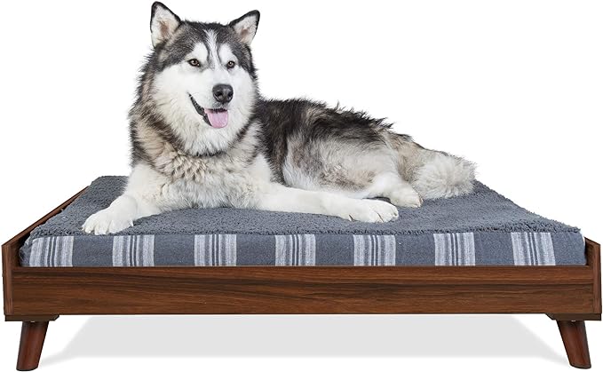 Furhaven (Old Version) Elevated Dog Bed Frame for 44" x 35" XL Dog Beds, Easy Assembly - Mid-Century Modern Bed Frame - Walnut, Jumbo/XL