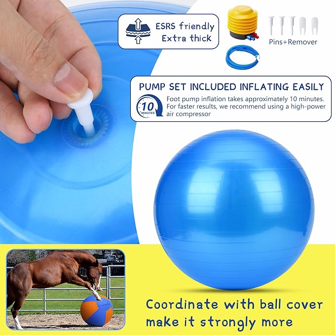 Herding Ball for Dogs and Horses - 25" Jolly Ball for Dogs, Agility Training Equipment, Herding for Australian/German Shepherd, Improved Bite-Resistant, Reinforced Sewing Dog Toys - Blue&Orange(New