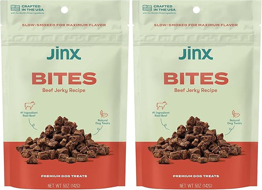 Jinx Beef Bites, Soft Jerky Dog Treats, Bite-Sized Snack, Low-Calorie and Packed with Flavor, Slow-Smoked Real Beef & Liver, No Fillers, 5oz (Pack of 2)
