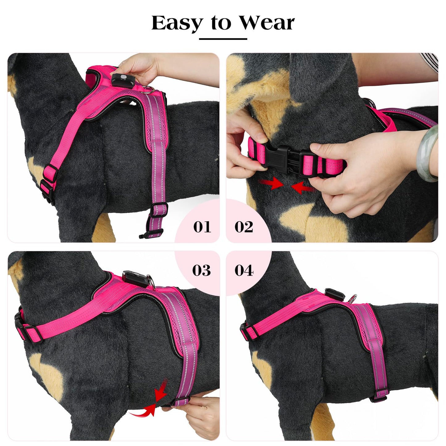 Light Up Dog Harness, Rechargeable LED Dog Harness with Battery Level Indicator, Adjustable Reflective Safety Vest for Night Walking, Soft Mesh Lighted Harness for Medium Large Dogs(5-90lbs)