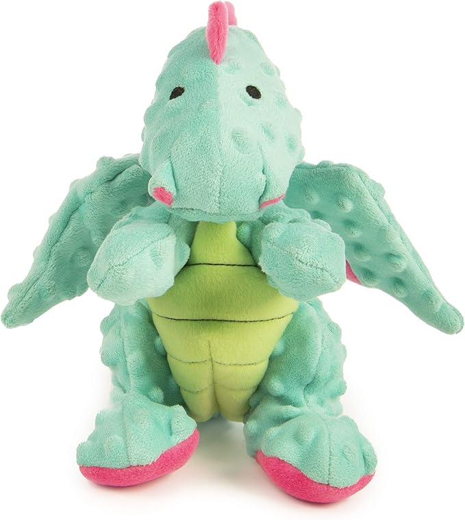 goDog Bubble Plush Dragons Squeaky Dog Toy, Chew Guard Technology - Seafoam, Large