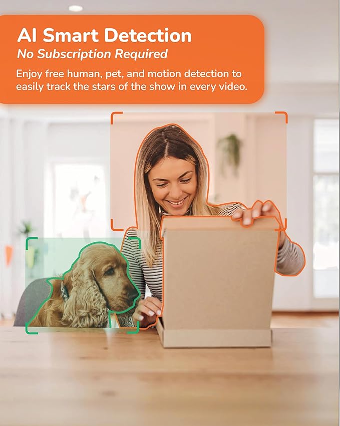Sensforge Indoor Pan-Tilt Security Camera with SD Card for pet/Kid/Home, 24/7 Recording, 5G/2.4G Wi-Fi, 2.5K Video and Image - Free Human Motion Pet Detection, NO Monthly fee
