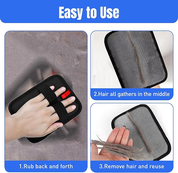 Cat & Dog Grooming Gloves for Shedding, 4PCS Efficient Deshedding Pet Grooming Gloves for Dogs with 1PCS Pet Hair Remover Gloves, Cats & Horses with Long & Short Fur