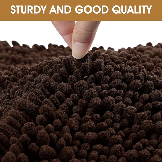 IM HOME Extra Large 60" x 36" Brown Dog Door Mats for Muddy Paws, Chenille Absorbent Dog Mat, Non Slip Heavy Mud Mat for Dogs, Soft Pet Bed Mat for Entryway, Mud Paws, Inside Floor