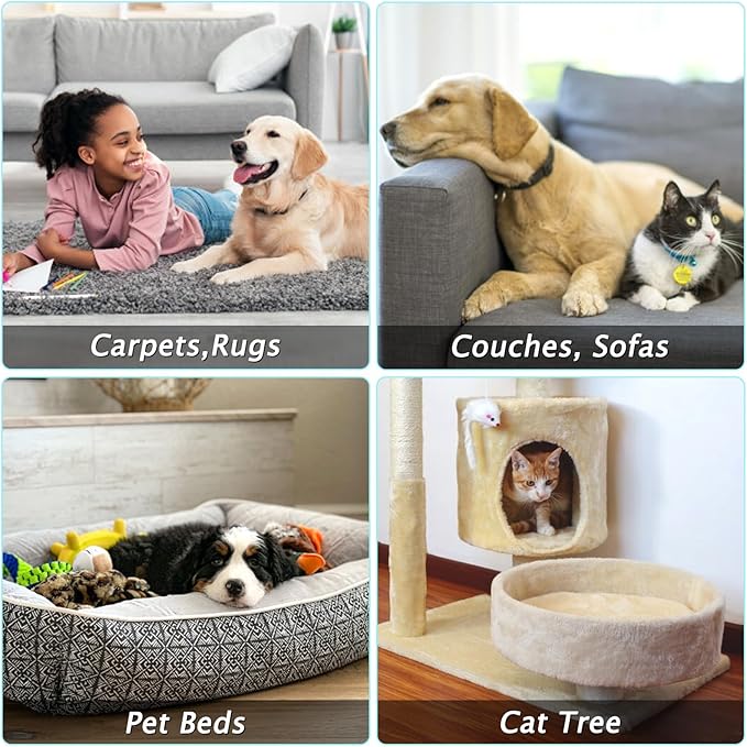 Carpet Rake for Pet Hair Removal - Reusable Pet Hair Remover, 60” Adjustable Long Handle Cat Dog Carpet Rake Scraper with Patented Design, Dog Hair Rake Brush for Rugs, Mats, Couch