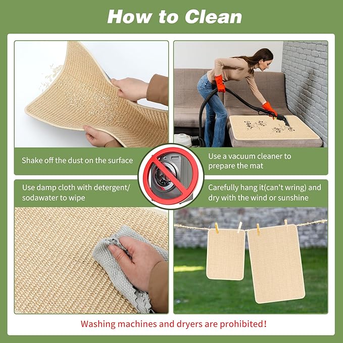 FHTONGE 2 Pcs Sisal Rabbit Scratching Mats for Cage Bedding, Bunny Scratch Pads Rabbit Mats with Non-Slip Base, Rabbits Chew Toys Grass Mats for Claws Teeth Grinding Biting Sleeping Nesting Cooling