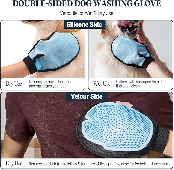Clean and Floofy Dry Dog Shampoo with Glove – No Rinse Spray Foam, Anti-Itch, Odor Control, Moisturizing & Conditioning, Hydrating, Detangling, Sulfate-Free Waterless Pet Bath Wash for Dogs & Puppies