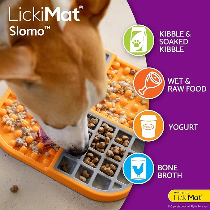 LickiMat Slomo, Dog Slow Feeders Lick Mat, Boredom Anxiety Reducer; Perfect for Food, Treats, Yogurt, or Peanut Butter. Fun Alternative to a Slow Feed Dog Bowl, Green