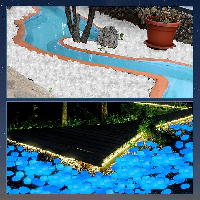 100 Pcs Glow in The Dark Rocks Glow in The Dark Pebbles Outdoor Fish Tank Rocks Aquarium Gravel Luminous Stones for Walkway Succulent Plant Halloween Decor(1.8 Inch,White)