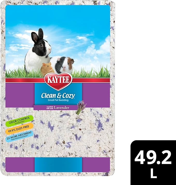 Kaytee Clean & Cozy Lavender Bedding For Pet Guinea Pigs, Rabbits, Hamsters, Gerbils, and Chinchillas, 49.2 Liters