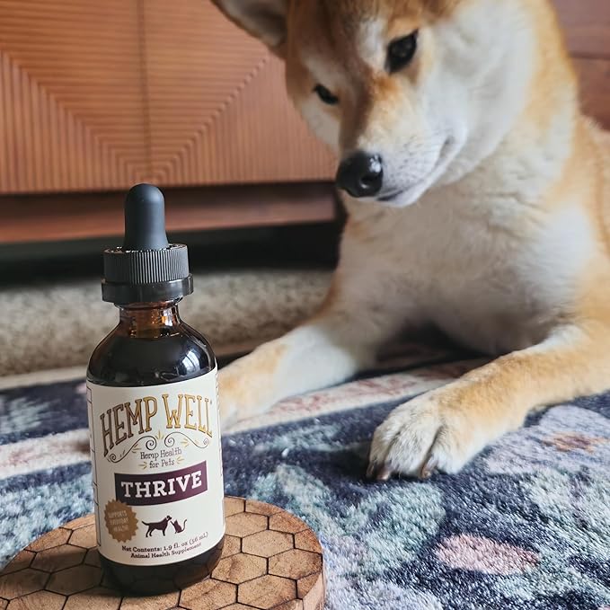 Hemp Well Thrive Oil for Dogs and Cats – Supports Hip, Joint, and Heart Health, Promotes Immune Support, Strengthens Skin and Coat, Organically Sourced – 2 Ounces