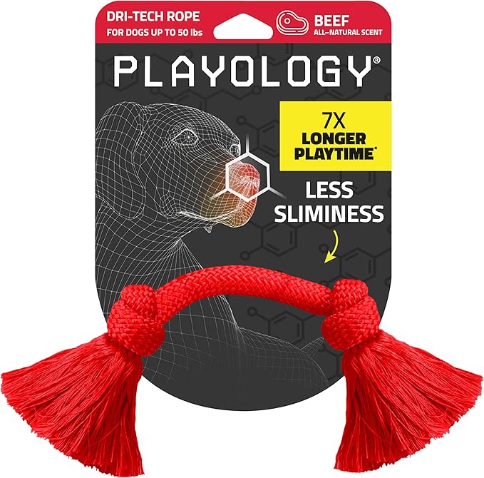 Playology Rope Toys for Dogs | Tug of War Dog Toy for Aggressive Chewers | Beef Scented Dog Toys | Medium Rope Toy for Interactive Play