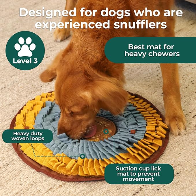 Cookie Snuffle Mat for Dogs, Medium Dog Snuffle Mat 18.9”x18.9”, Keep Them Busy Enrichment Tool & Slow Feeder, Multiple Types, Durable, Machine Washable, Ideal for All Breed Sizes