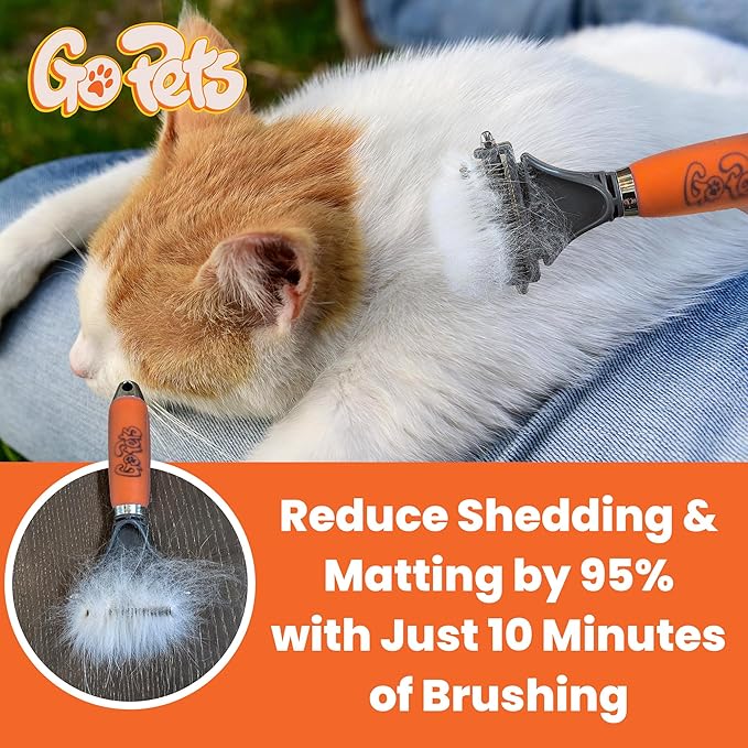 GoPets Pet Grooming Kit Bundle With 2 Sided Dematting Comb and Deshedding Rake + Professional Self-Cleaning Slicker Brush for Dogs and Cats