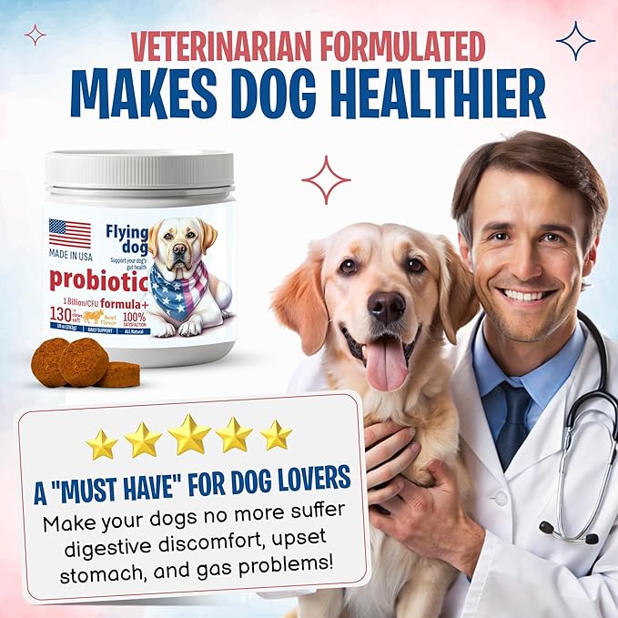 Flying Dog Probiotics for Dogs, Digestive Health, Diarrhea & Bowel Support, Dog Probiotics Soft Chew for Pet Immune System, Pumpkin, Dog probiotics for Yeast, Itchy Skin and Itchy Ears