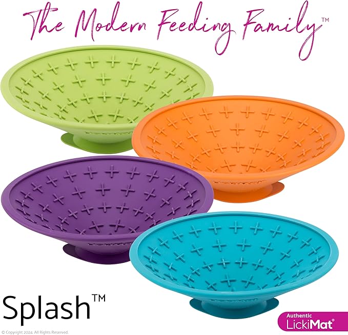 LickiMat Splash, Dog Slow Feeder Bowl Lick Mat, Boredom Anxiety Reducer, Sticks to Smooth Surface; Perfect for Food, Treats, Yogurt, or Peanut Butter. Fun Alternative to a Slow Feed Dog Bowl, Green