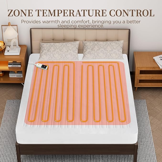 Heated Mattress Pad Full Size-Single Controller Electric Mattress Pad with Deep Pocket,6 Heat Settings & 2-10 Auto Shut Off Electric Bed Warmer,ETL Certified,Machine Washable(54"x75")