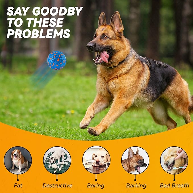 2Pcs Dog Balls, Tennis Balls for Dog Aggressive Chewers, for Large Medium Small Puppy, Training Catch&Fetch, Water Floats Toys, Blue