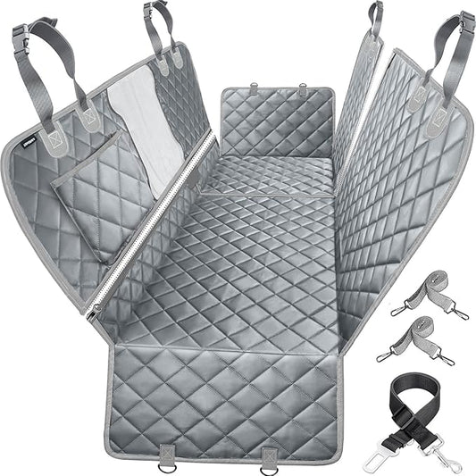 URPOWER 6-in-1 Dog Car Seat Cover for Back Seat, Waterproof Dog Car Hammock with Mesh Window, Non-Slip Pet Backseat Protector for Cars, Trucks and SUVs