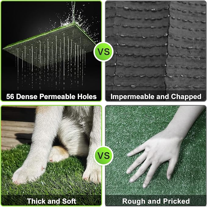 Hompet Dog Toilet Indoor Puppy Training Pad, Removable Dog Potty for Easier Clean Up,Dog Grass Pad with Tray Pet Training Grass Mat 25"×20"